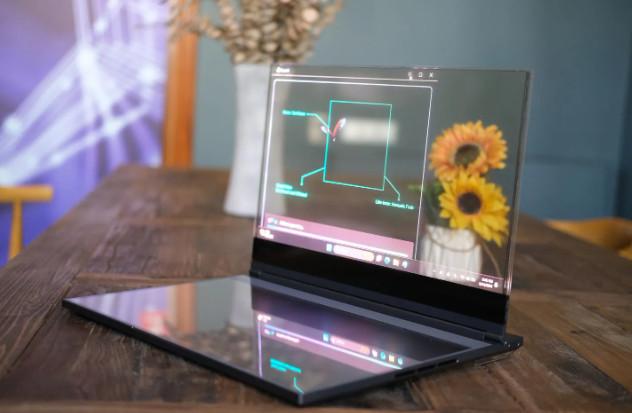 Laptop màn hình trong suốt có thể nhìn xuyên qua vừa mới được trình làng